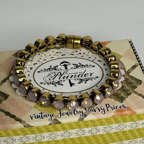 Plunder Broedrick Bracelet Gold Tone Pink Magnetic Bangle Jewelry Gift - Picture 3 of 6